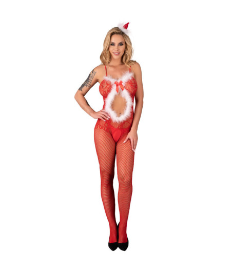 LIVCO CORSETTI FASHION - MAGALI LC 17178 BODYSTOCKING CROTCHLESS CHRISTMAS ONE SIZE